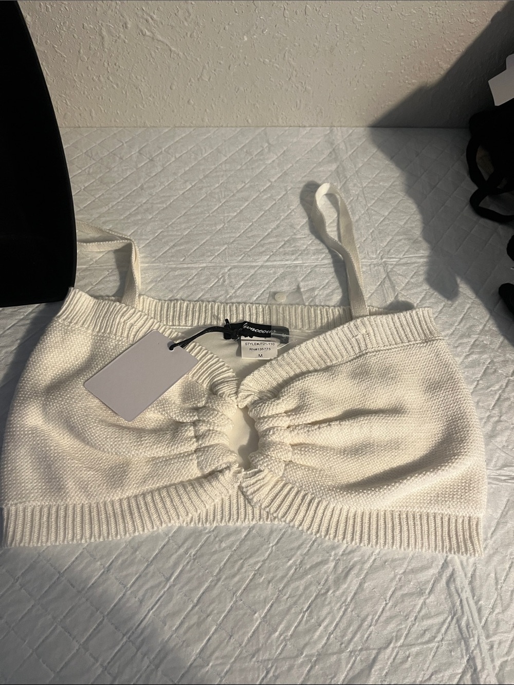 Olivaceous Cream Ruched Knit Crop Camisole